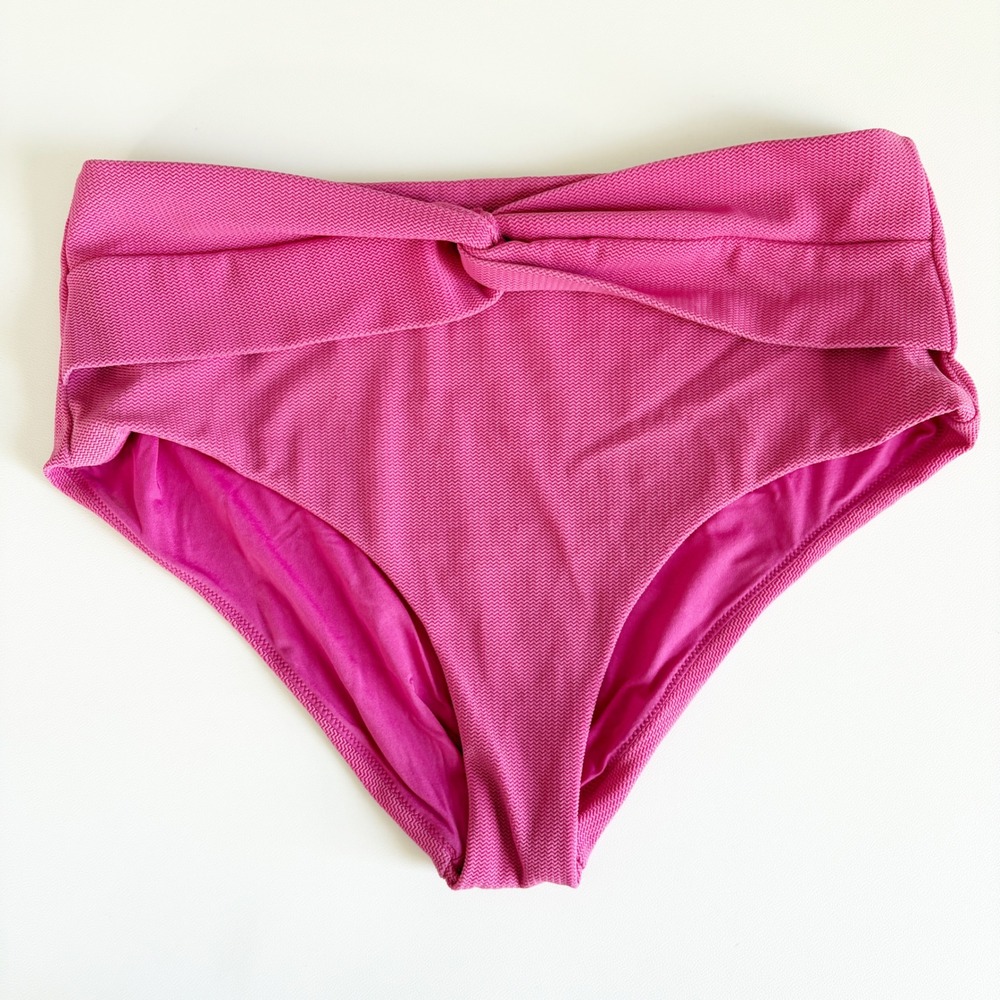 Andie Womens Orchidโ Pink Textured Twist Front Portofino Swim Bikini Bottoms L